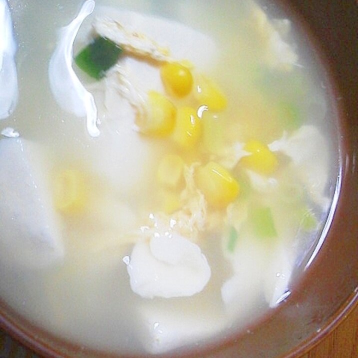 豆腐とコーンの中華スープ